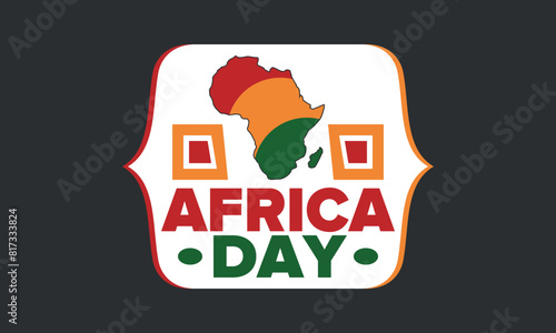 Africa Day. Happy African Freedom Day and Liberation Day. Celebrate annual on the African continent and around the world. African pattern. Poster, card, banner and background. Vector illustration