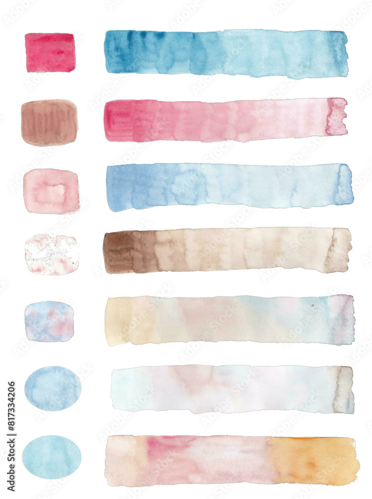 Naklejka premium Collection of empty comic or cartoon speech bubble dialogs for communication, hand-drawn watercolor brush painting: brick concept. - Illustration