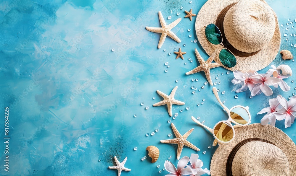 Summer holiday blue background Summer holiday blue background