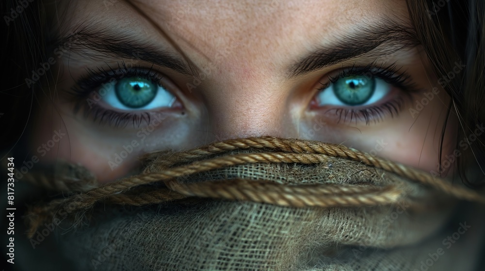 Mesmerizing Blue Eyes Behind Burlap Mesmerizing Blue Eyes Behind Burlap