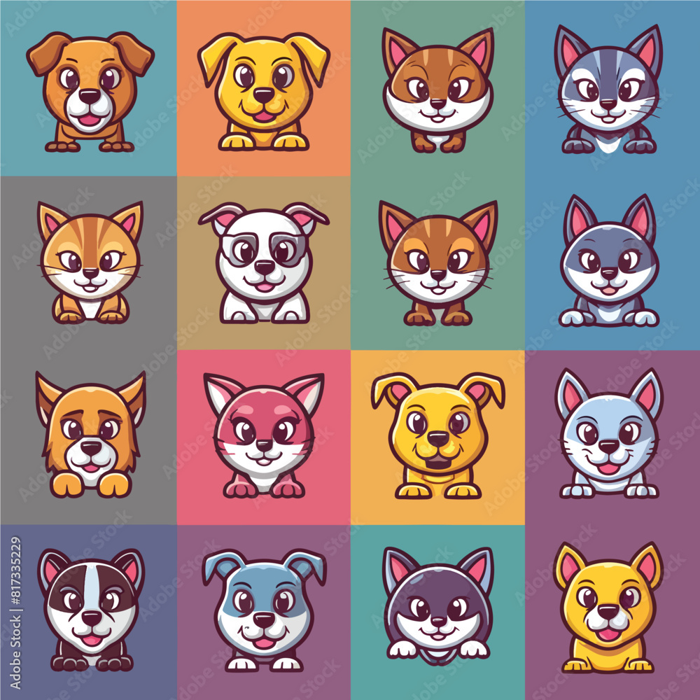 Fototapeta premium Cute animals icons-05.eps