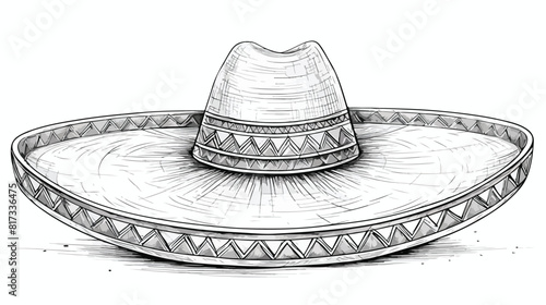 Traditional Mexican wide brimmed sombrero hat black photo