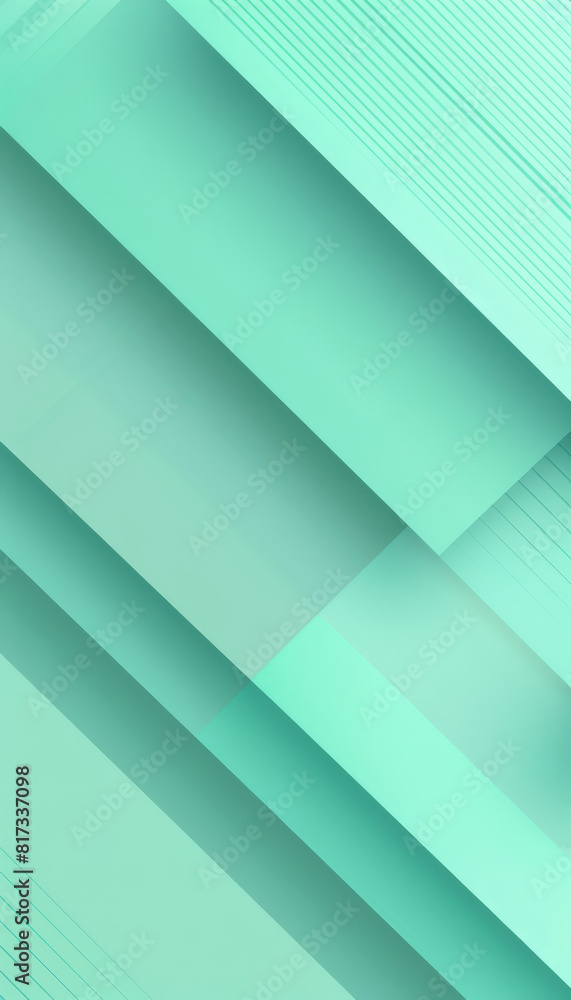 Obraz premium Abstract green, cyan and turquoise geometric pattern with overlapping layers and lines, creating a modern and futuristic design.