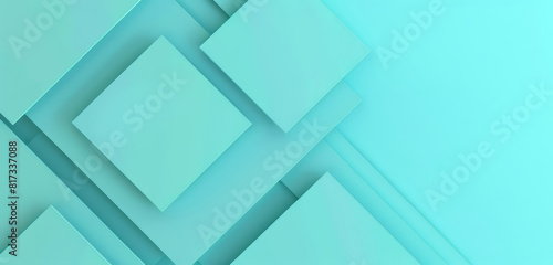 Abstract green, cyan and turquoise geometric pattern with overlapping layers and lines, creating a modern and futuristic design.