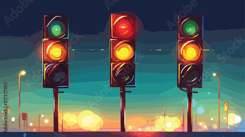 Traffic lights with red yellow green lights on. Sim photo