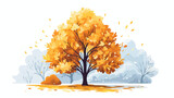 Tree in late autumn seasons with yellow leaves and