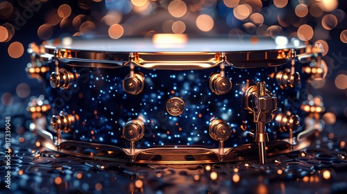 Dark background with snare drum and text space.