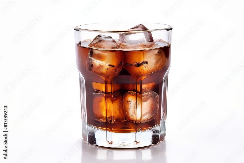 Americano in a glass cup with square ice cubes piled high AI generated Americano in a glass cup with square ice cubes piled high AI generated