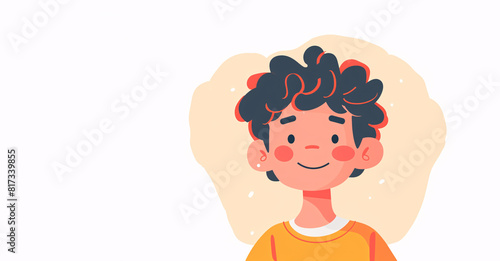 Beautiful illustration of a happy Latino boy on a white background - copy space