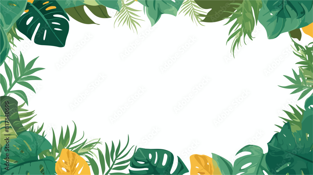 Tropical backdrop or background with frame or borde