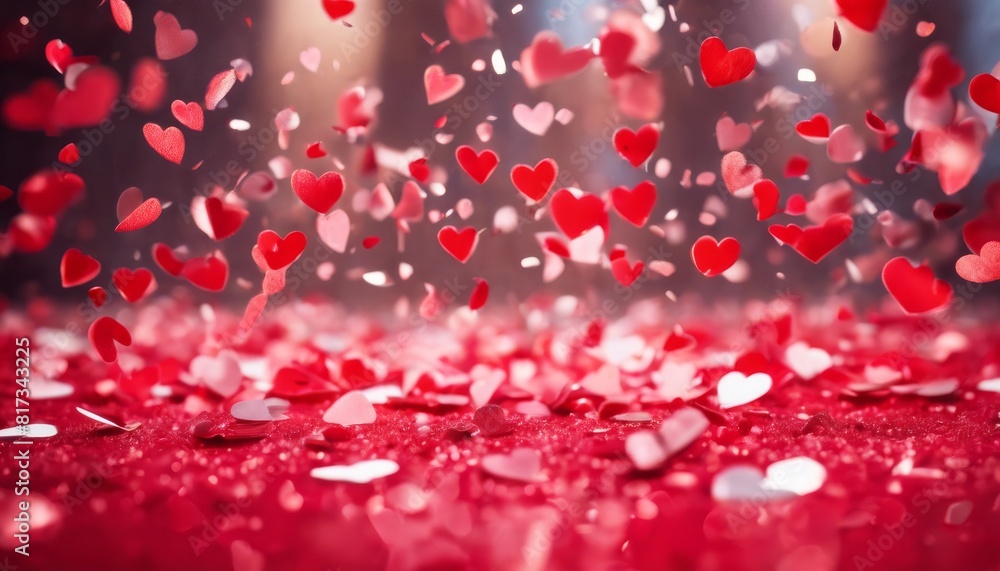 'hearts Red confetti falling nubes heart background love valentine illustration white shape colours symbol holiday element celebration fall day shiny isolated festive nub'