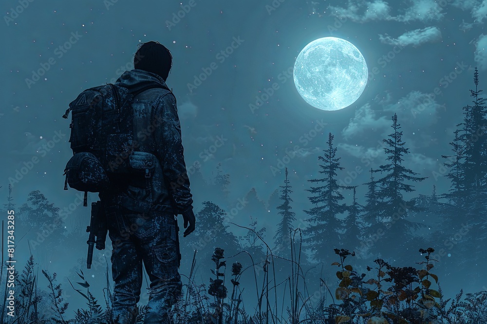 Melancholic Journey: Virtual Wanderer under Moonlit Skies Melancholic Journey: Virtual Wanderer under Moonlit Skies
