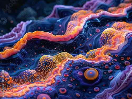 Vibrant Microscopic World: Abstract Bioluminescent Patterns