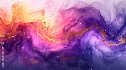 Delicate watercolor washes blending into an abstract nebula, subtle pinks, purples, and gold accents, ethereal and dreamlike © MuhammadHamad