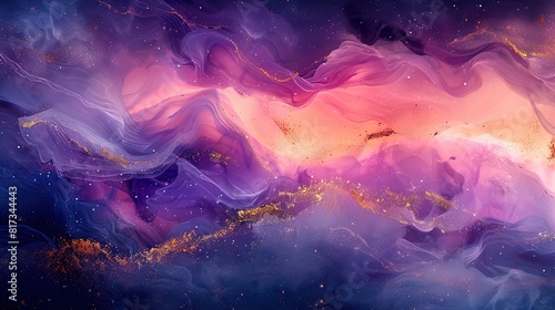Delicate watercolor washes blending into an abstract nebula, subtle pinks, purples, and gold accents, ethereal and dreamlike