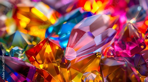 A close up of colorful crystals.