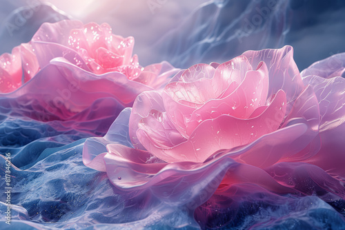 The soft, pastel colors of rose quartz and serenity blue, evoking a sense of tranquility and balance. Concept of mindfulness meditation. Generative Ai.