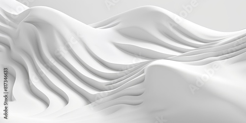 A white, wavy, abstract, 3D landscape. AIG51A. photo