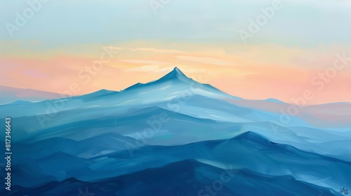 Minimalistic Mountain Landscape at Sunset