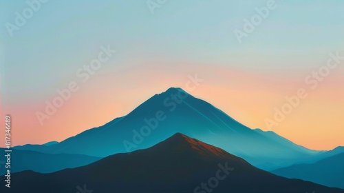 Minimalistic Mountain Landscape at Sunset
