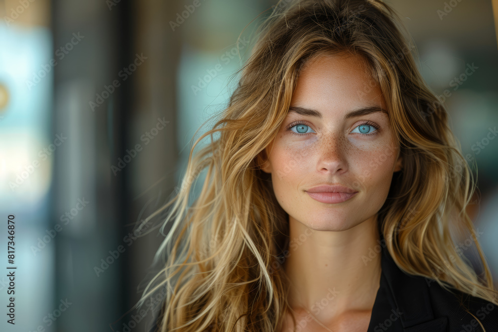 A headshot conveying the determination and resilience of a female business executive. Concept of breaking barriers and gender equality in business. Generative Ai. A headshot conveying the determination and resilience of a female business executive. Concept of breaking barriers and gender equality in business. Generative Ai.