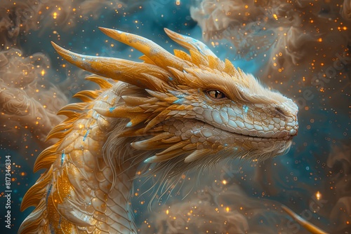 Cosmic Dragon: Celestial Light Bathed in Ethereal Realism