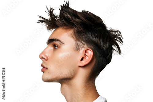 Spiky Fringe Men's Haircut on Transparent Background photo