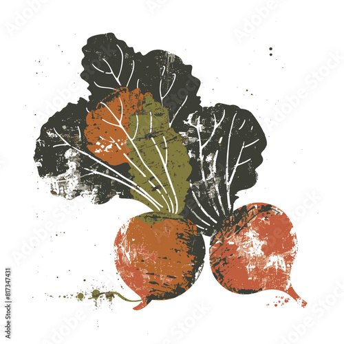 fresh beetroot vegetable illustration. textured poster food print