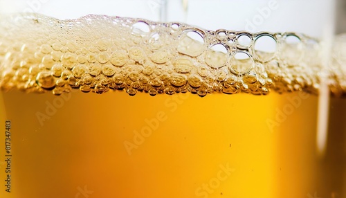 Close-up of Beer with Bubbles in Glass