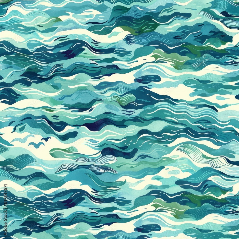 Obraz premium Abstract Pattern, exploring fluid geometry with overlapping waves