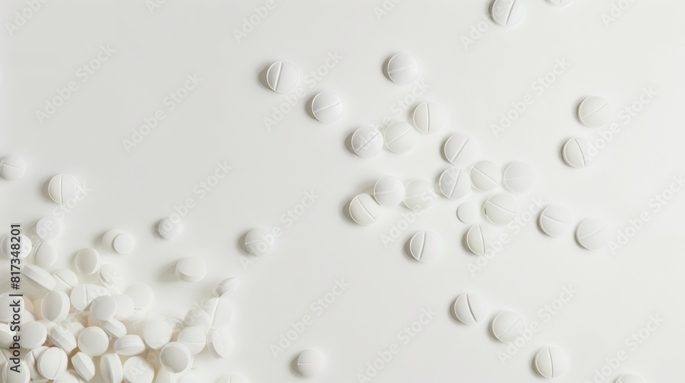 Orange pills in a white liquid, a clean and dynamic background