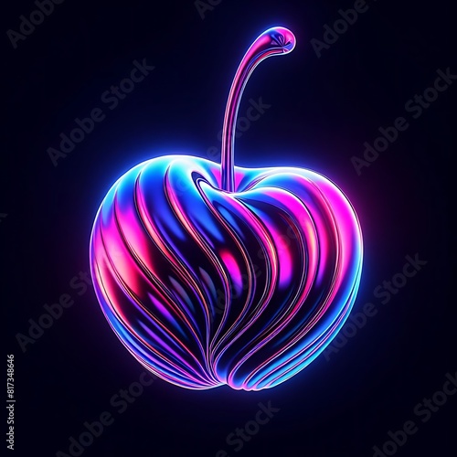 Cherry holographic 3D illustration photo