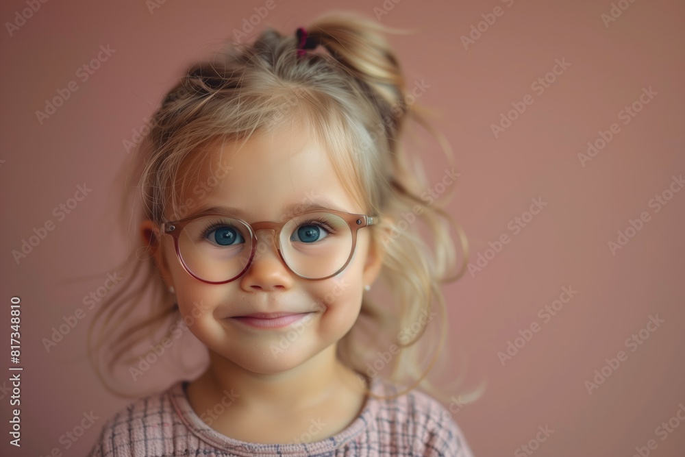 A young happy girl with round glasses A young happy girl with round glasses