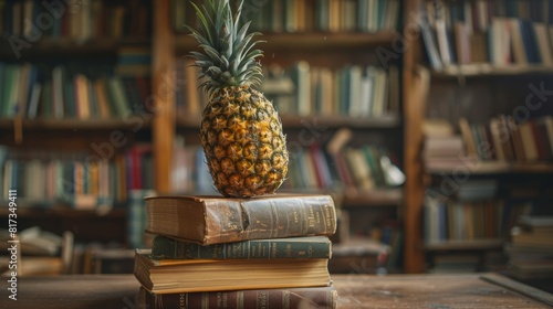 Pineapple explosion with books for a tropical themed design