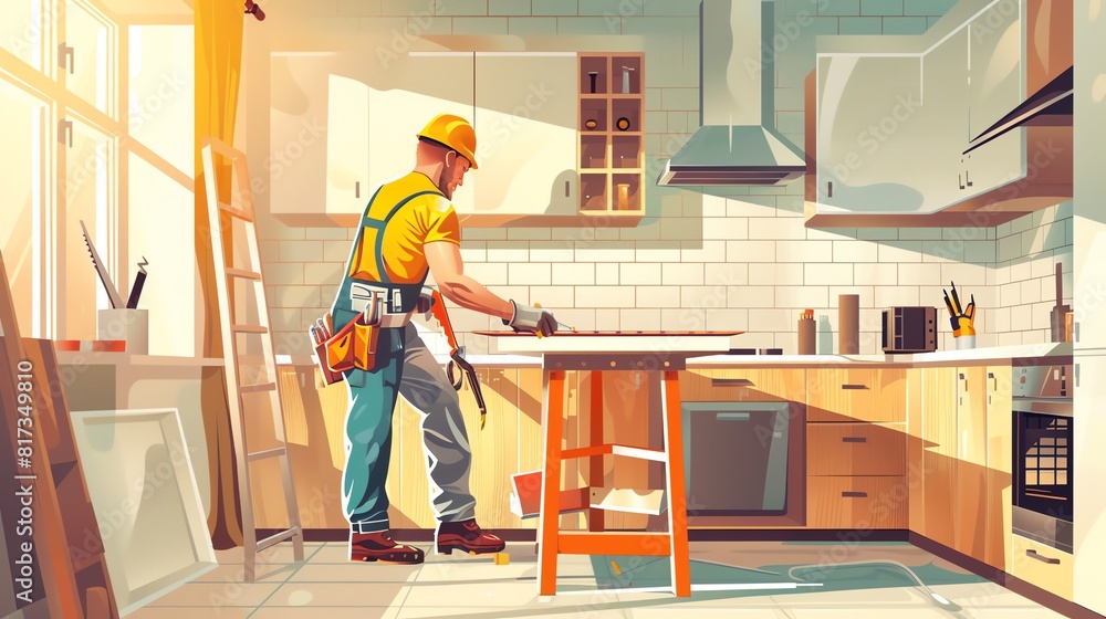Obraz premium carpenter man illustration