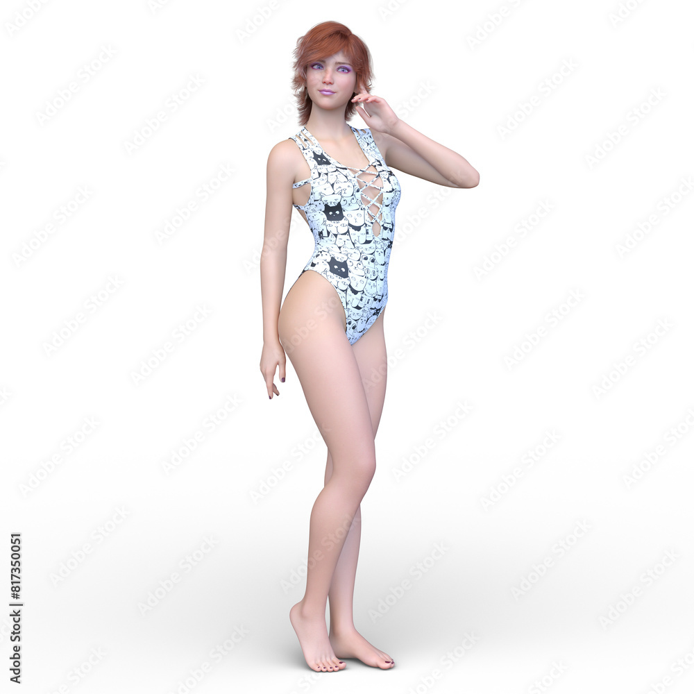 水着姿の女性 3DCGレンダリング 水着姿の女性 3DCGレンダリング