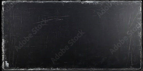  dark blackboard with a thin white border around the edges. The background is plain and blank, suitable for writing or drawing ,black Distressed Grunge wall background 