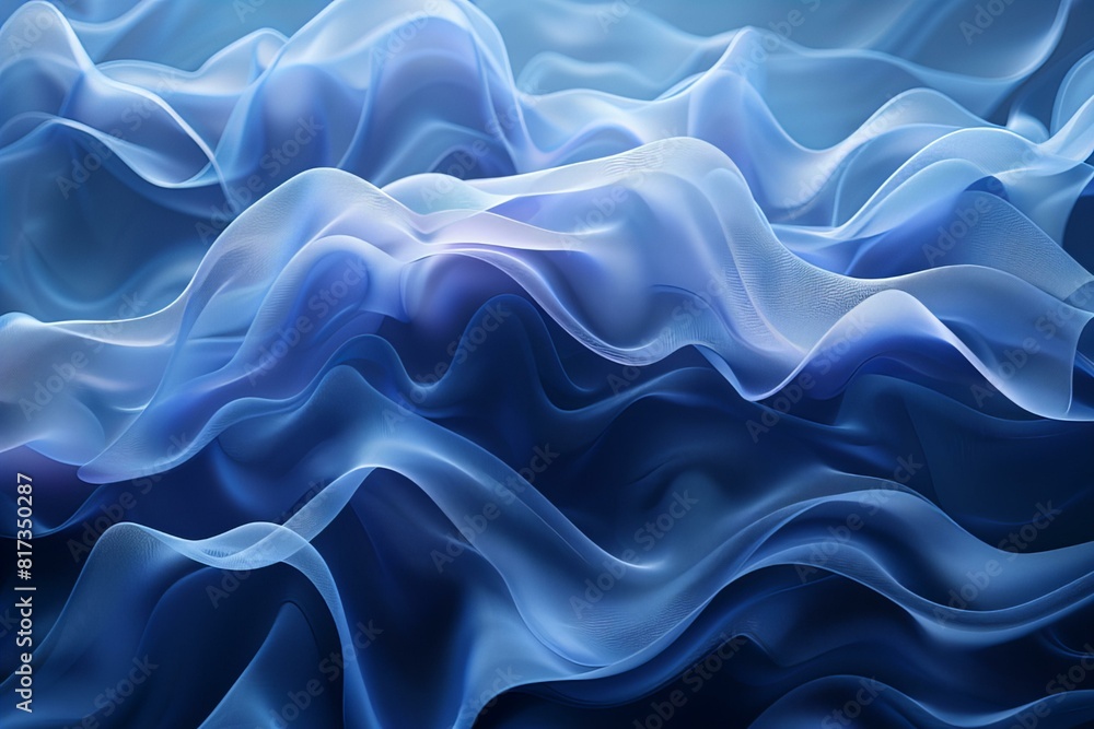 A close up of a blue fabric with a wave pattern A close up of a blue fabric with a wave pattern