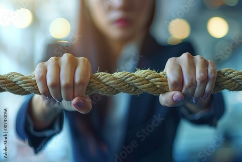Someone pulling rope hands photo