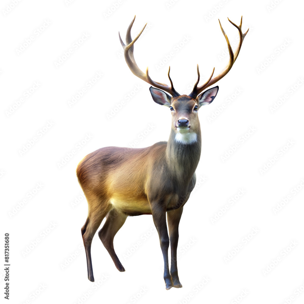A deer stands in front of a transparent background A deer stands in front of a transparent background