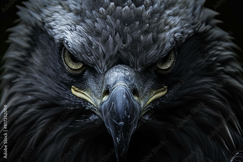 Fototapeta premium Eagle with black background and yellow beak
