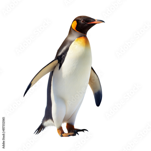 A penguin stands on a transparent background