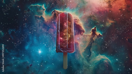 Popsicle in the galaxy for summer designs photo