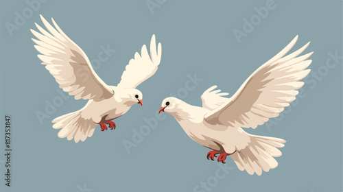 Two free flying white doves sketch vector illustrat © Photo