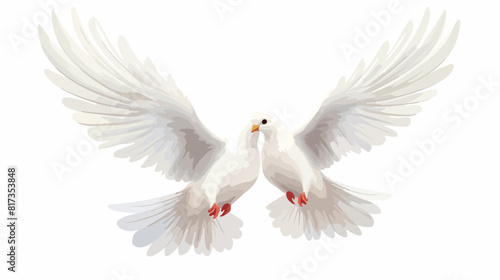 Two free flying white doves sketch vector illustrat photo