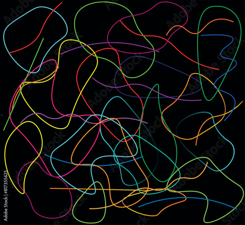 Open and closed superstring in physics. Vector illustration.