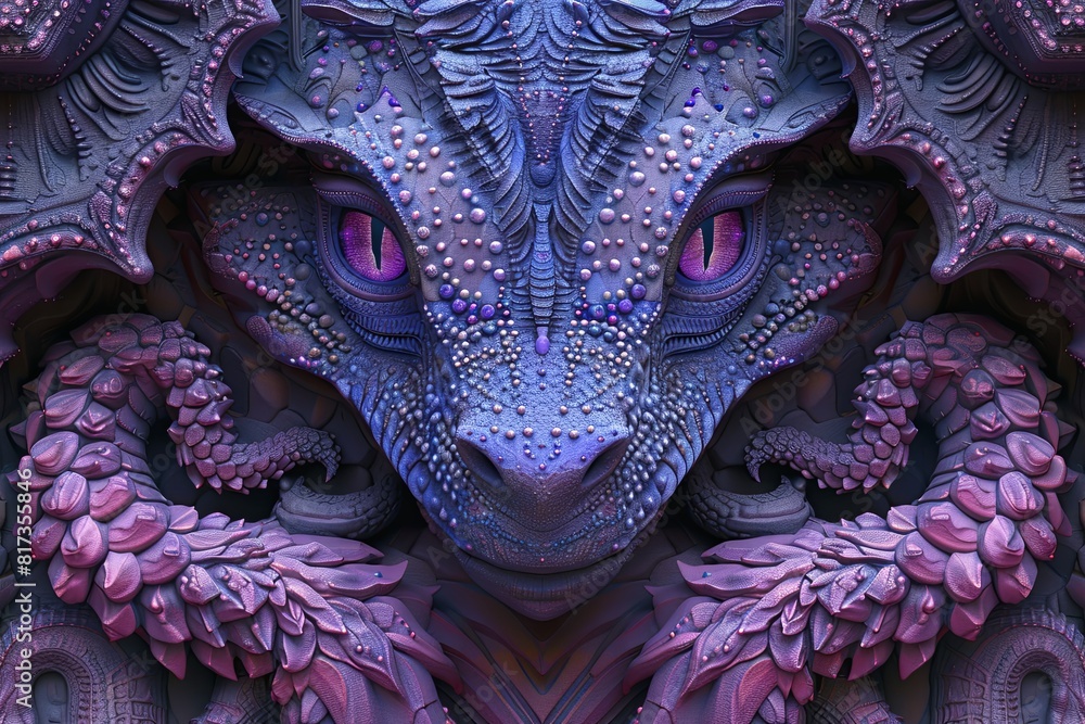 Fototapeta premium Vibrant Cyberscape: Intricate Digital Futurism in Bold Hues