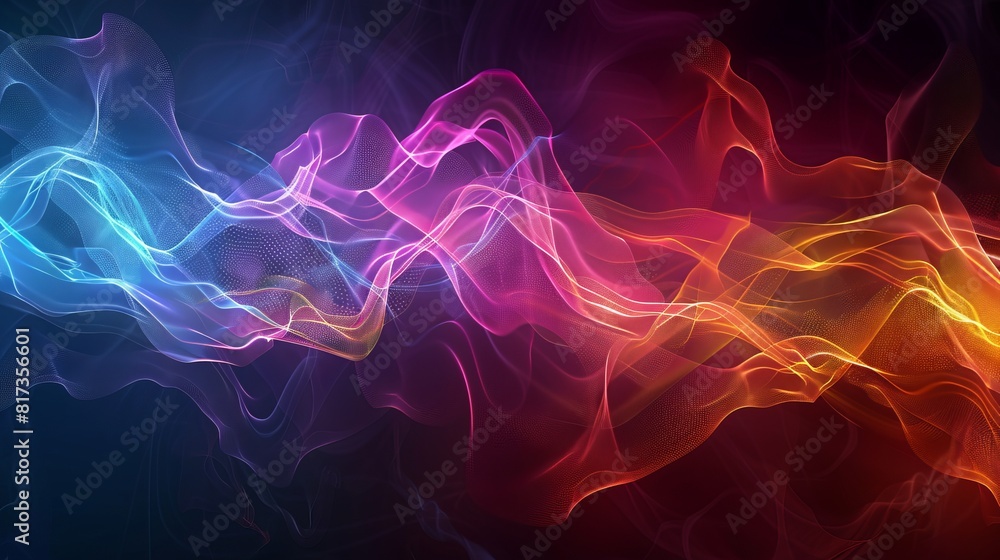 Obraz premium Abstract multicolored background with digital waves, dynamic sound music equalizer in colorful movement, pulse, beat and rhythm
