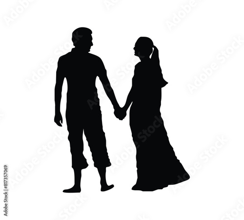 Romantic Love Couple Silhouette Vector