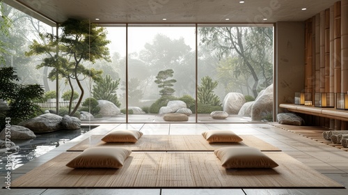 template design embodying zen spa vibe with japanese elements for international self care day celebration